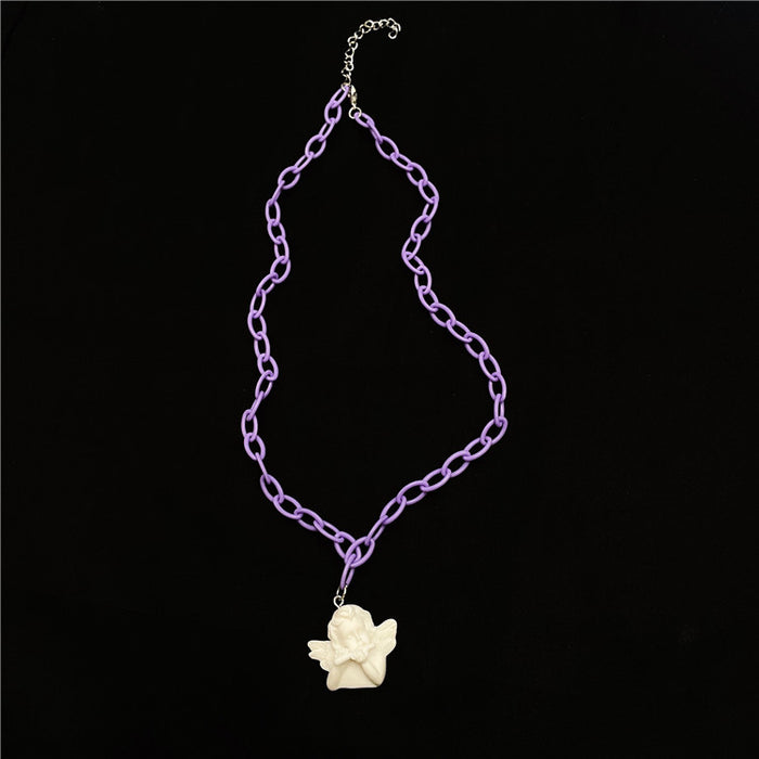 Wholesale Necklace Resin Peach Heart Cute Pink Pony Pendant (S) JDC-NE-Wenhua006