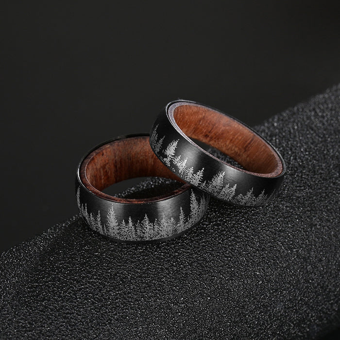 Wholesale Ring Titanium steel Pear wood inner ring MOQ≥2 JDC-RS-PREMShouM001
