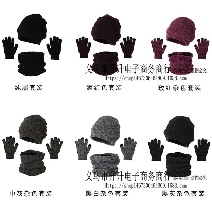 Wholesale Hat Acrylic Knitted Warm Scarf Gloves Three-Piece Set JDC-FH-Shengs006