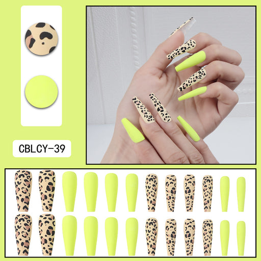 Jewelry WholesaleWholesale Fluorescent Yellow Leopard Print Plastic Nail Stickers 24 Pieces/Box JDC-NS-SHao003 Nail Stickers 上皓 %variant_option1% %variant_option2% %variant_option3%  Factory Price JoyasDeChina Joyas De China