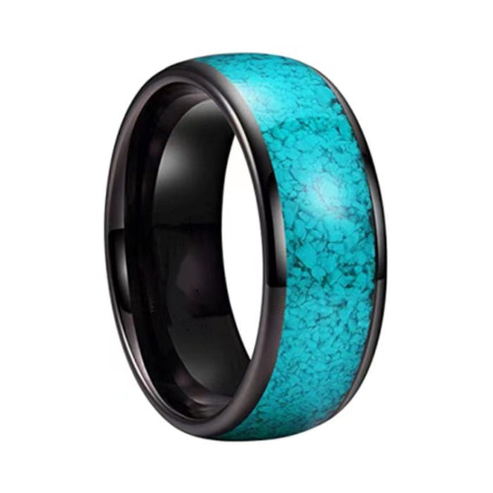 Wholesale Tungsten Steel Titanium Steel Turquoise Opal Ring MOQ≥2 JDC-RS-ZJJ007