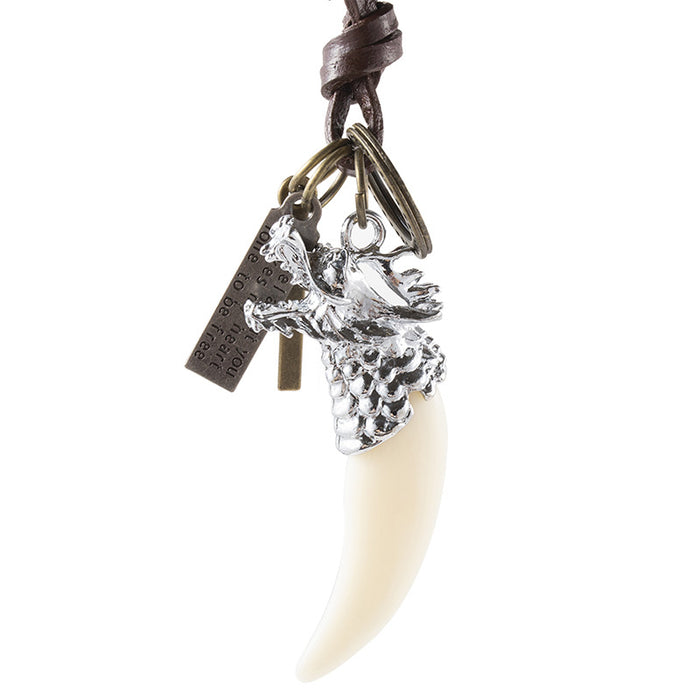 Wholesale Wolf Tooth Leather Alloy Men's Necklace JDC-NE-PK005