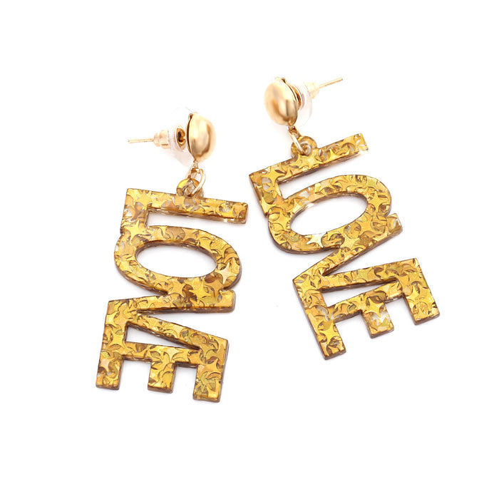 Wholesale Gold LOVE Acrylic Letters Earrings JDC-ES-ManY047