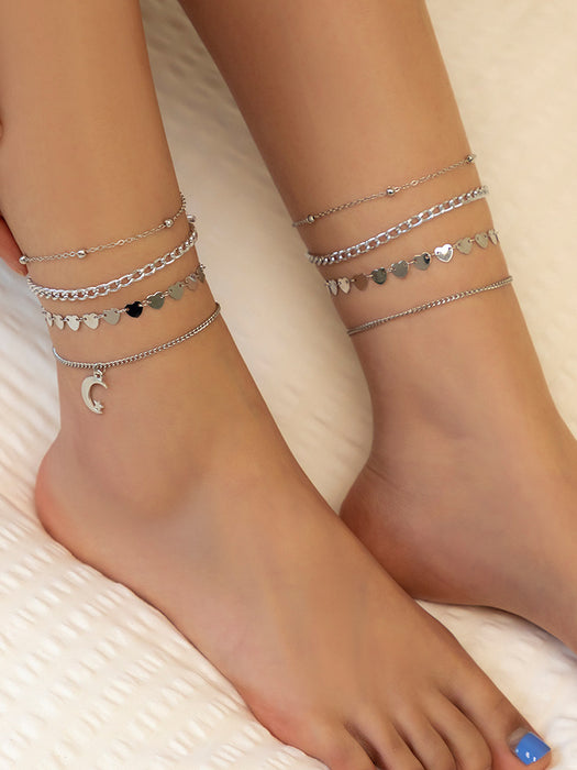 Wholesale Love Sequins Multilayer Beads Set Anklet JDC-AS-MYu002