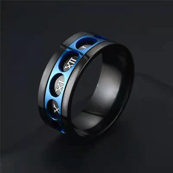 Wholesale Stainless Steel Roman Numeral Turning Ring JDC-RS-Chubing001