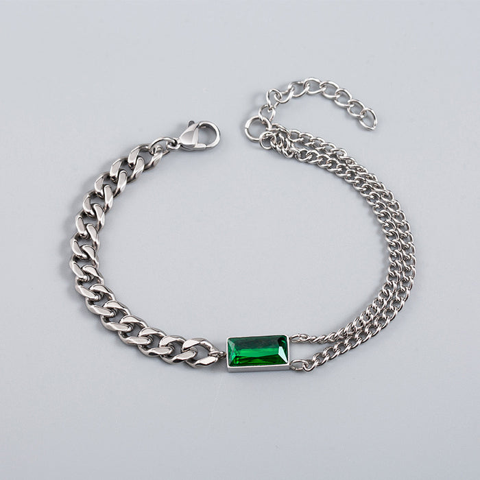 Wholesale Bracelet Titanium Steel Splicing Double Layer Emerald Bracelet MOQ≥2 JDC-BT-XinYuan001