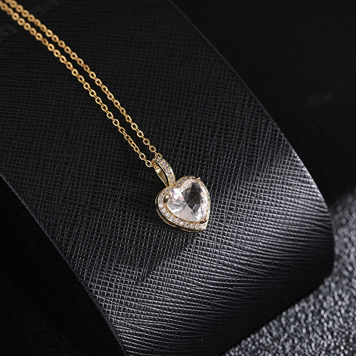 Wholesale Necklace Copper Micro Inlay Zircon Heart Clavicle Chain JDC-NE-ShangY010