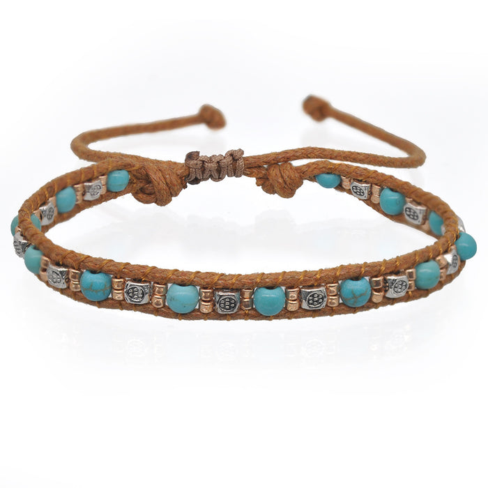 Wholesale Bracelet Turquoise Winding Bracelet Retro Ethnic Wind Multilayer JDC-BT-YouF002