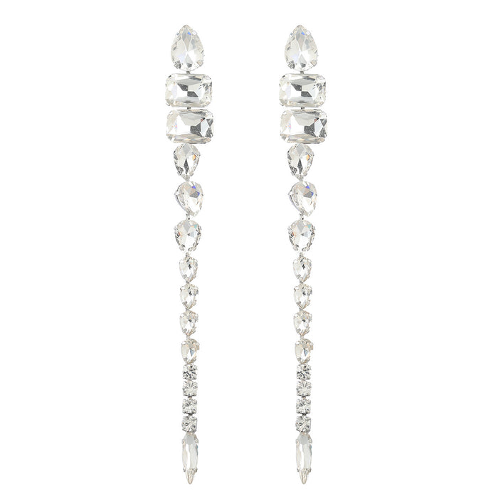 Wholesale Claw Chain Alloy Diamond Long Earrings Alloy Rhinestone Glass Drill JDC-ES-JL1084