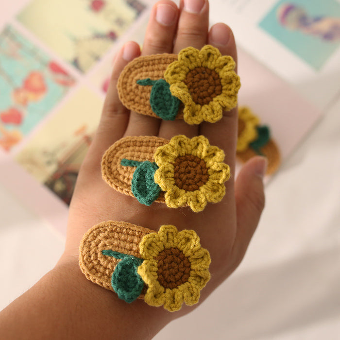 Wholesale Hair Clips Combed Cotton Knitting Sunflower JDC-HC-BDXY004