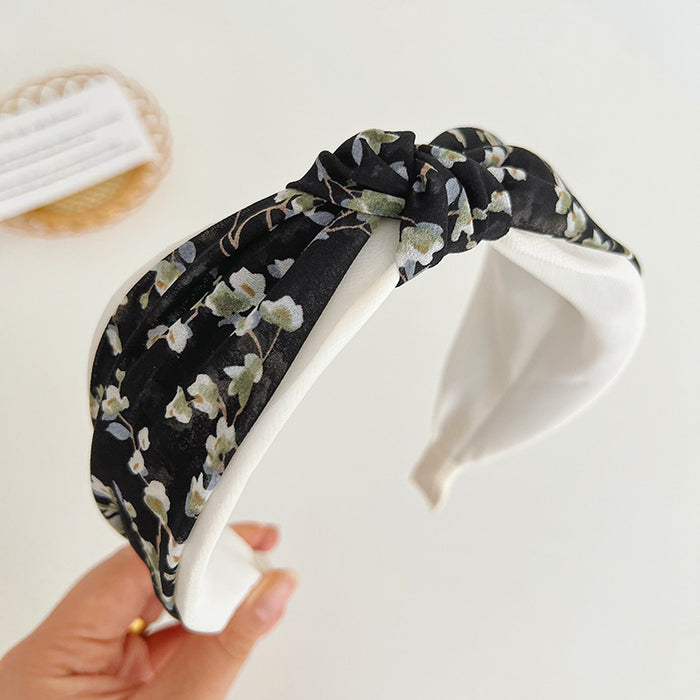 Wholesale fabric headband small floral cross MOQ≥2 JDC-HD-MIs017