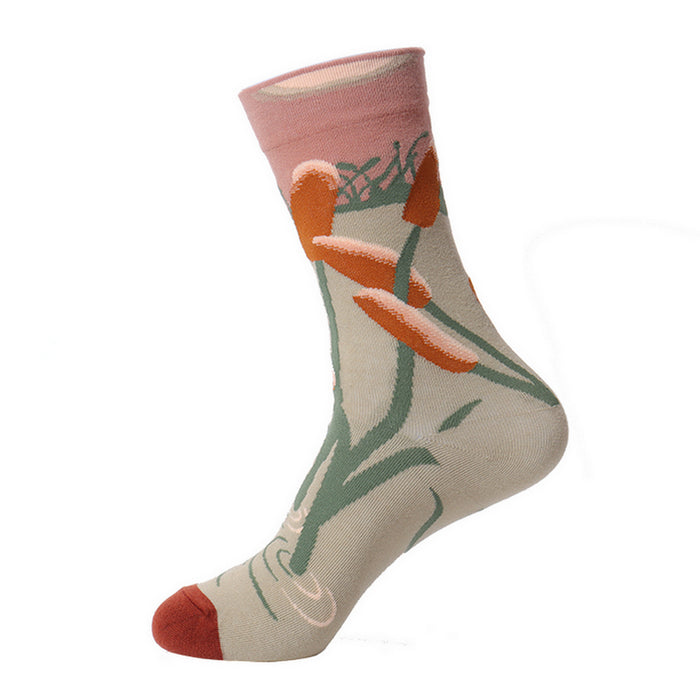 Calcetines de pintura al por mayor de petróleo calcetines de arte de lujo jdc-sk-xinh012