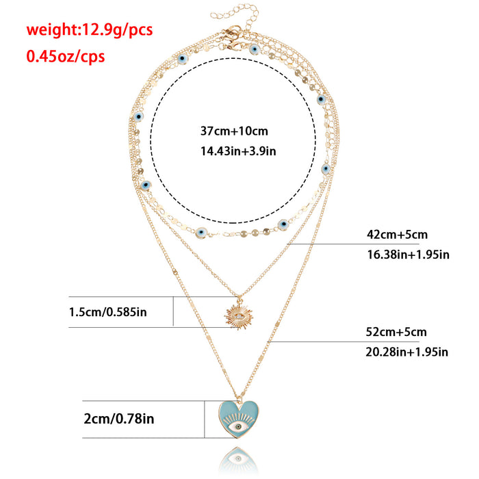 Wholesale Necklace Titanium Steel Multilayer Devil's Eye Pendant Clavicle Chain MOQ≥2 JDC-NE-ZW052