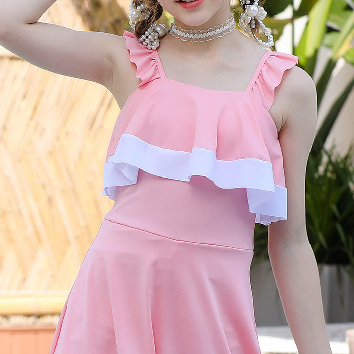 Wholesale middle and big kids swimsuit one piece skirt JDC-SW- baiy003