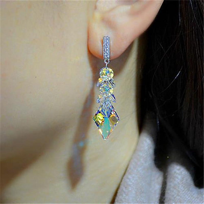 Wholesale spring exaggerated sparkling crystal long women's earrings JDC-ES-kait003