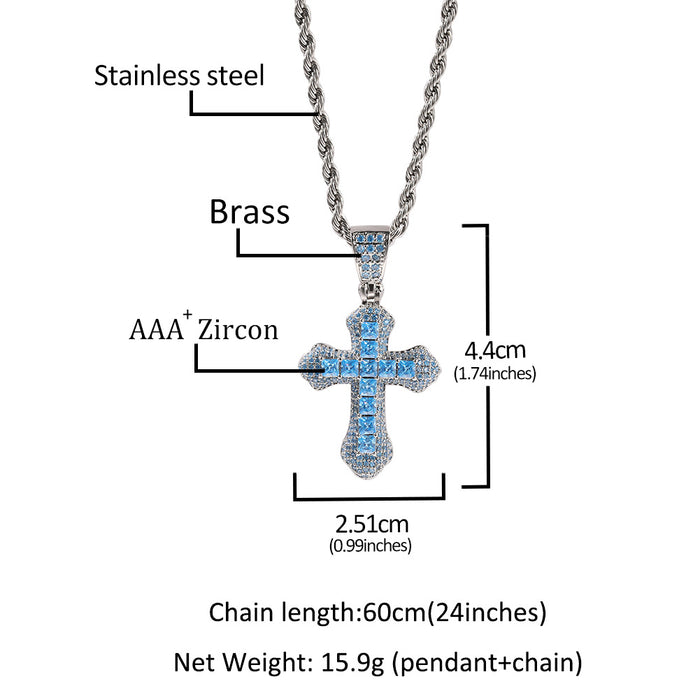 Wholesale Necklaces Alloy Blue Zircon Cross JDC-NE-GuM004