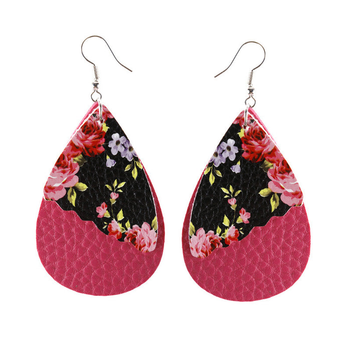 Wholesale Lychee Water Drop Wave Feature Leather Earrings MOQ≥2 JDC-ES-Miaos007