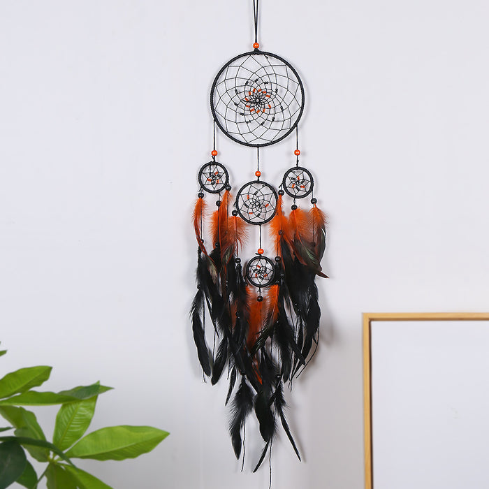 Wholesale Feather Iron Ring Five Ring Dreamcatcher JDC-DC-LZ052