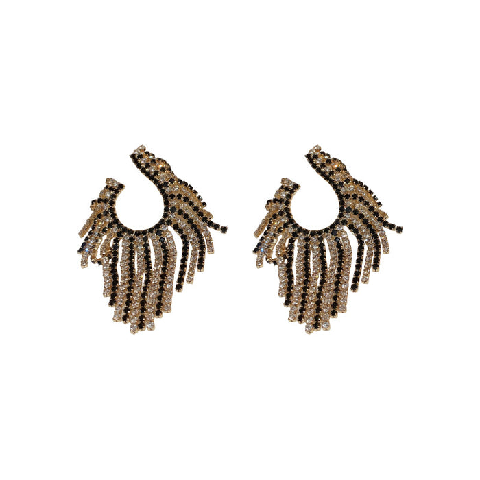 Wholesale Earrings Copper Zircon Diamond Irregular Geometric Tassel JDC-ES-BY337