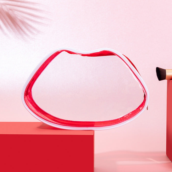 Wholesale Cosmetic bag PVC Transparent Waterproof Portable Red Lips JDC-CB-BCN003