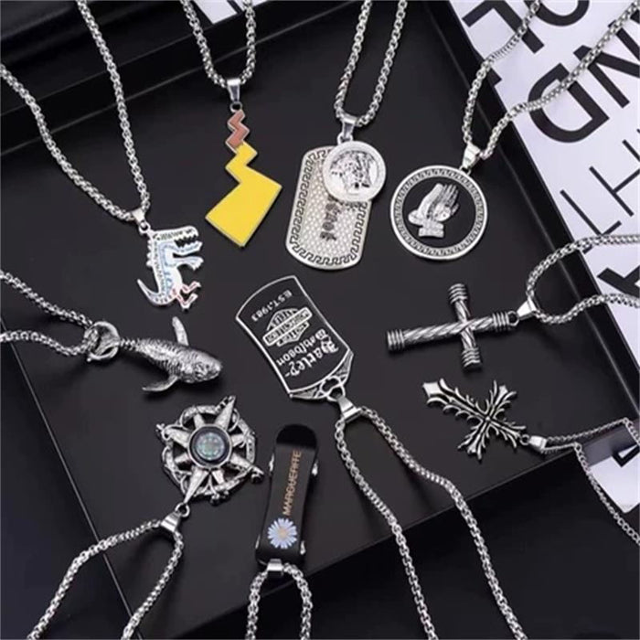 Wholesale Necklaces Alloy Trend Sweater Chain Cross Hip Hop MOQ≥2 JDC-NE-BaiYing005