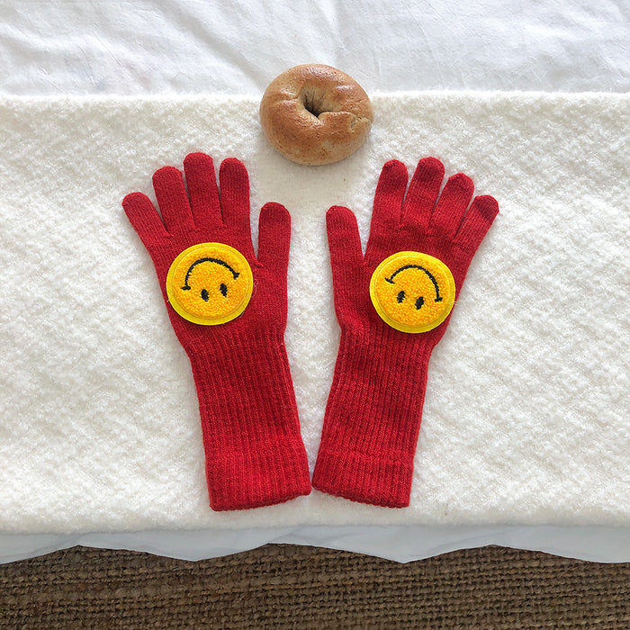 Wholesale Gloves Knitted Wool Warm Cute Smiley Touch Screen Gloves MOQ≥2 JDC-GS-MinZ003