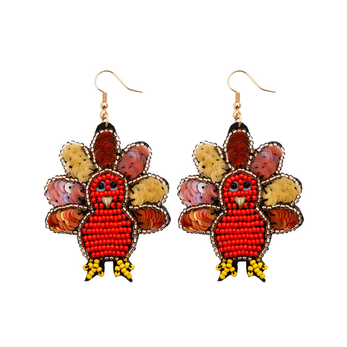 Wholesale Earrings Boho Ethnic Rice Beads Thanksgiving Sequins Turkey Hand Woven MOQ≥2 JDC-ES-PREMJM012