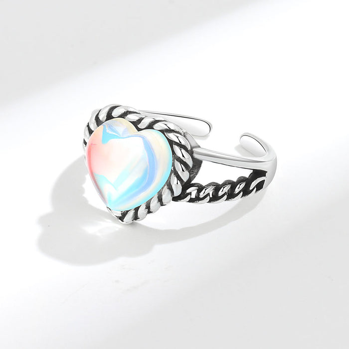 Wholesale Ring Copper Double Heart Moonstone JDC-RS-YJY012