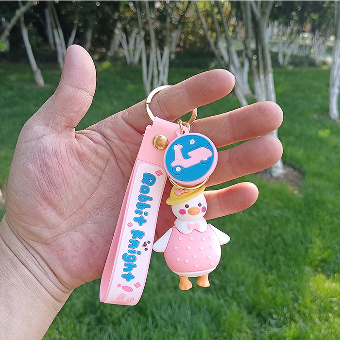 Wholesale creative funny crooked duck key chain cartoon couple MOQ≥3 JDC-KC-YChaang006