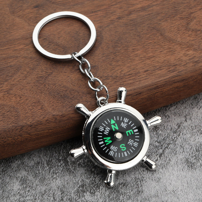 Wholesale Keychain Alloy Simulated Rudder Compass Pendant JDC-KC-YiJ011