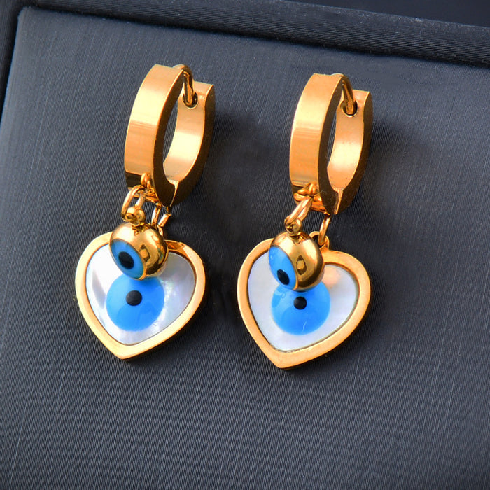 Wholesale Earrings Titanium Steel Love Eyes Shells Stars Round MOQ≥2 JDC-ES-KeM001
