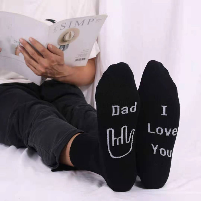 En gros de la fête des pères Love You Letter Imprimer de nouvelles chaussettes MOQ≥2 JDC-SK-XINYU001