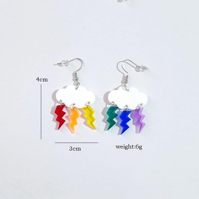 Wholesale Earrings Acrylic Transparent Cute Clouds Rainbow Lightning Raindrops JDC-ES-Xuep076