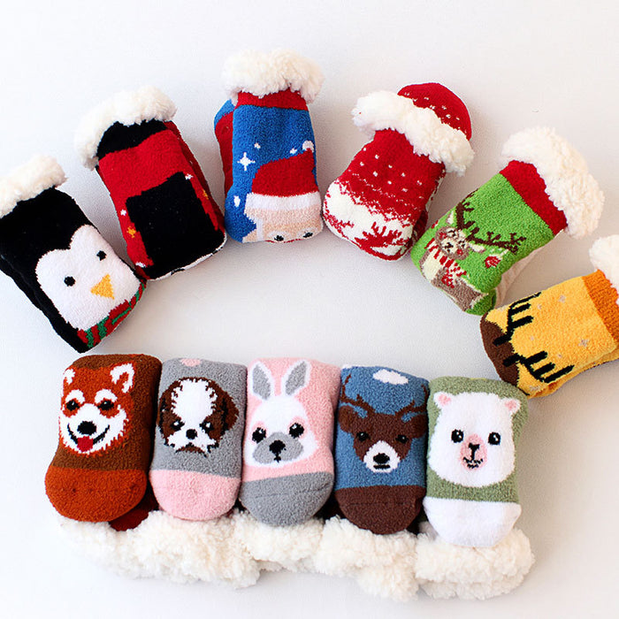 Wholesale socks cartoon christmas socks snowman stuffed animal MOQ≥3 JDC-SK-FNiu001