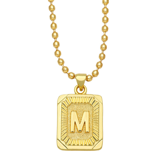 Wholesale Fashion Versatile 26 English Alphabet Necklaces Plated 18K Gold Square Letters JDC-NE-AS586