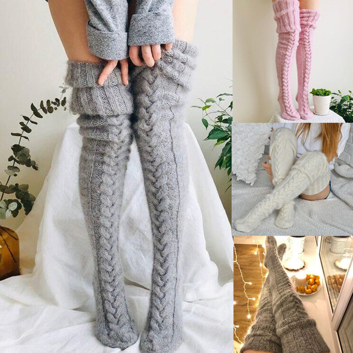 Calcetines de algodón al por mayor calcetines de lana de mohair tejidos sobre calcetines de rodilla JDC-SK-Qang004