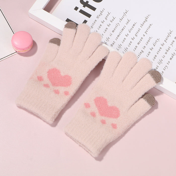 Wholesale Gloves Woolen Cute Cat Claws Warm and Cold Protection Touch Screen MOQ≥2 JDC-GS-JiaT009