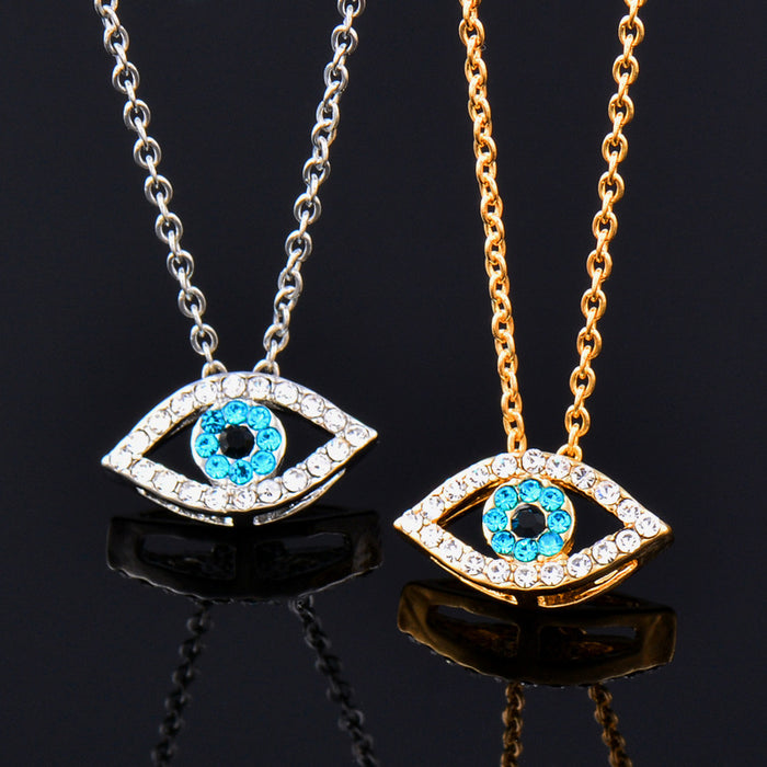 Wholesale Necklaces Alloy Rhinestone Blue Eyes Devil's Eye MOQ≥2 JDC-NE-KeM001