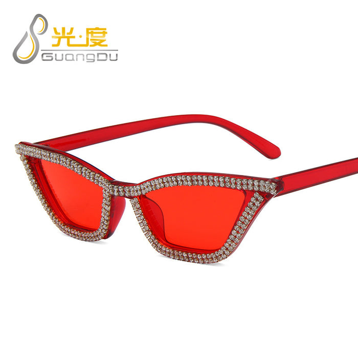 Gafas de sol de triángulo de ojo de gato de diamantes al por mayor con diamantes JDC-SG-Guangd016