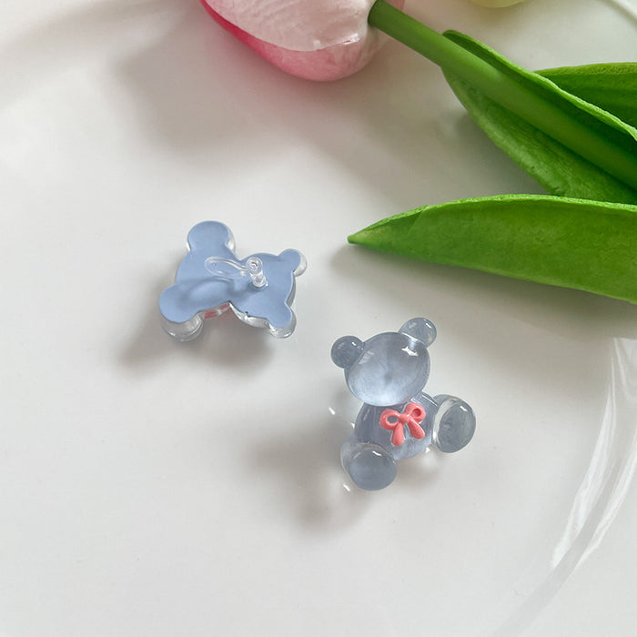 Wholesale Earrings Resin Cartoon Bear Transparent Stud Earrings JDC-ES-Tql008