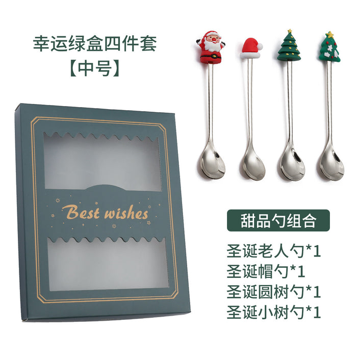 Wholesale Spoon Stainless Steel Christmas BBQ Pork Cartoon Gift Set MOQ≥2 JDC-SN-BiS002