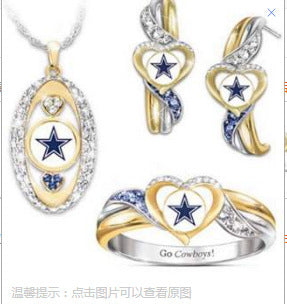 Wholesale Necklace Metal Heart Shape Two Tone Earrings Ring Jewelry Set MOQ≥2 MOQ≥2 JDC-NE-YuJ011