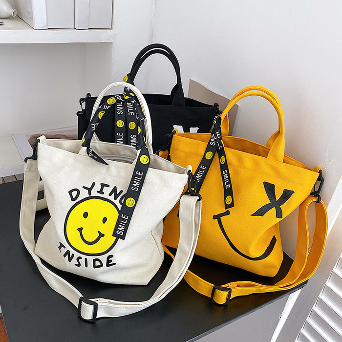 Wholesale Smiley Tote Canvas Bag Shoulder Bag JDC-SD-Wanan002