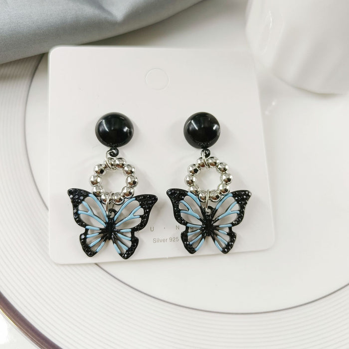 Wholesale Black Butterfly Alloy Earrings JDC-ES-HZQ011