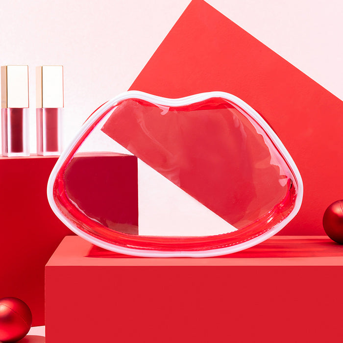 Bolsa cosmética al por mayor PVC Transparent impermeabilizan los labios rojos portátiles JDC-CB-BCN003