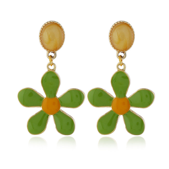 Wholesale earrings dripping oil retro dripping oil flowers MOQ≥2 JDC-ES-KaiQ042