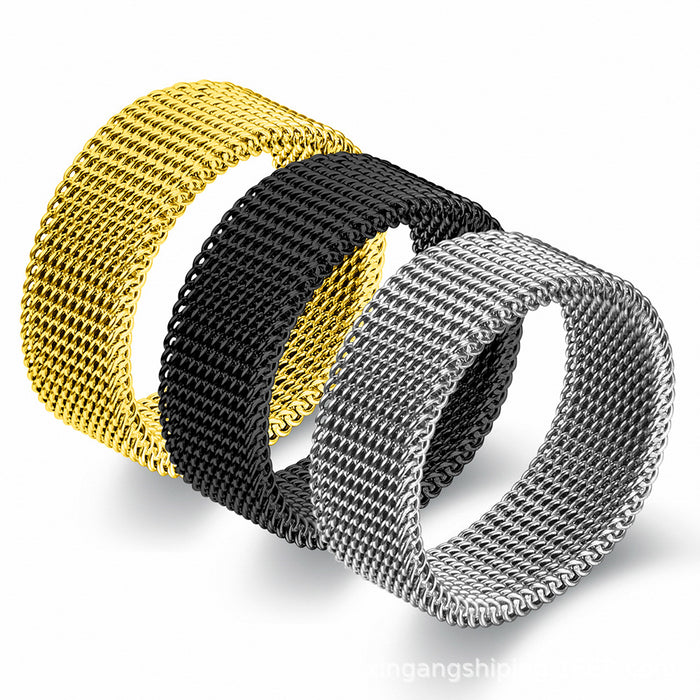 Wholesale Ring Stainless Steel Tricolor Mesh JDC-RS-XinG008