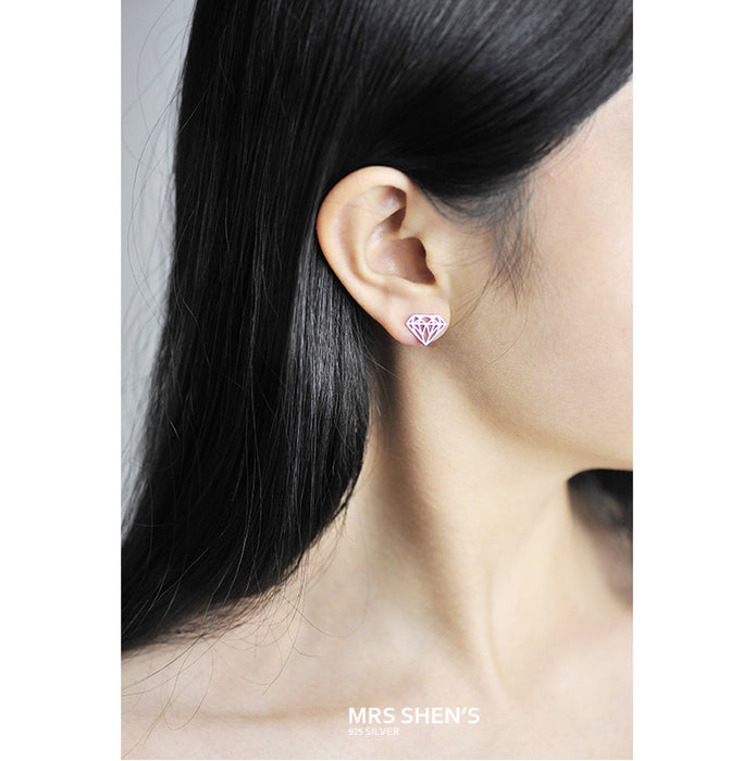 Wholesale Earrings Silver Cutout Geometric Shiny Stud Earrings JDC-ES-Congz036