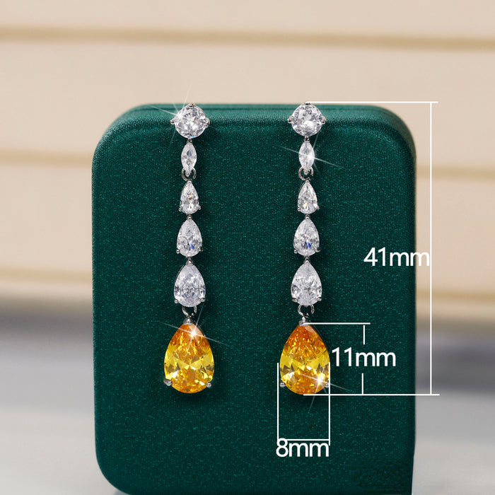 Wholesale Earrings Copper Zircon Drop Shape Tassel MOQ≥2 JDC-PREMCAOS-ES-002