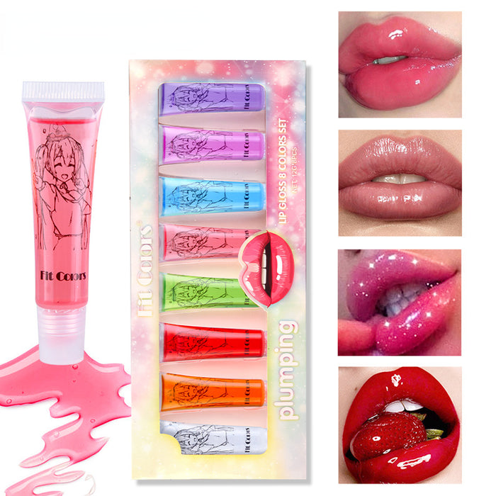 Wholesale Fit Colors 8 Color Lip Honey Lip Oil Sleeve Box Natural Moisturizing Peppermint Big Mouth MOQ≥3 JDC-MK-feit001